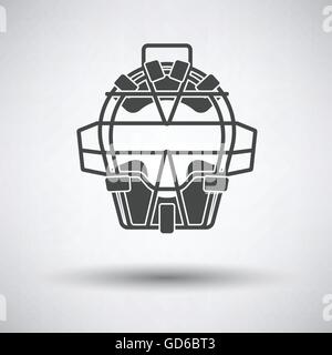 Gesichtssymbol Beschützer Baseball auf grauem Hintergrund, Runde Schatten. Vektor-Illustration. Stock Vektor