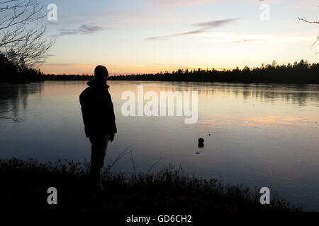 Zugefrorenen See in Inari, Finnland Stockfoto