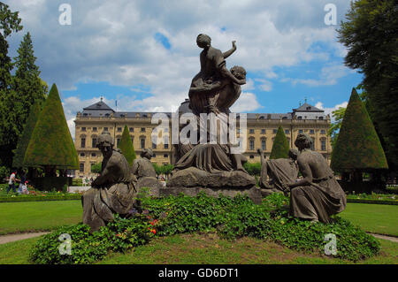 Würzburg, Würzburg, Residenz, Würzburg Residenz, Hofgarten Park, Hof-Garten, UNESCO-Weltkulturerbe, romantische Straße, Romantische Strasse, Franken, Bayern, Deutschland, Europa. Stockfoto