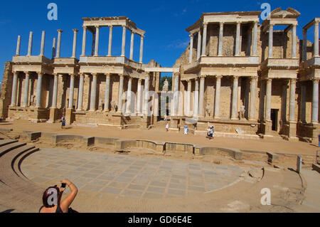 Merida, Römisches Theater, Provinz Badajoz, Extremadura, Spanien Stockfoto