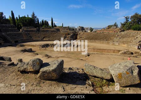 Römisches Amphitheater, Merida, UNESCO World Heritage site, Badajoz Provinz Extremadura, Ruta De La Plata, Spanien, Europa, Stockfoto