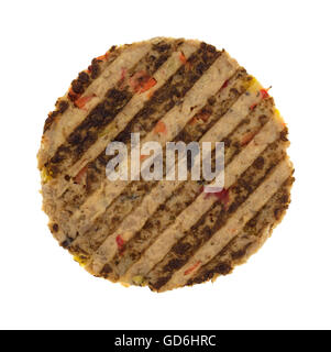 Draufsicht auf ein Veggie Burger Patty isoliert auf einem weißen Hintergrund. Stockfoto