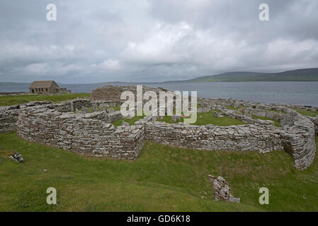 Die 12:00 Eisenzeit Broch von Gurness bei Evie auf dem Norden von Orkney Festland.  SCO 10.570. Stockfoto