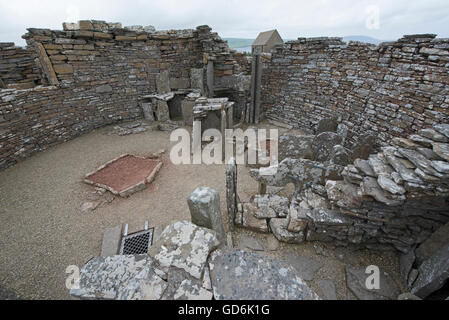 Die 12:00 Eisenzeit Broch von Gurness bei Evie auf dem Norden von Orkney Festland.  SCO 10.571. Stockfoto