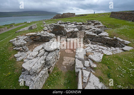 Die 12:00 Eisenzeit Broch von Gurness bei Evie auf dem Norden von Orkney Festland.  SCO 10.576. Stockfoto