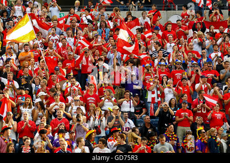 American Football, European Championship 2010, österreichische Fans auf das Spiel zwischen Deutschland und Österreich, Commerzbank-Arena Stockfoto