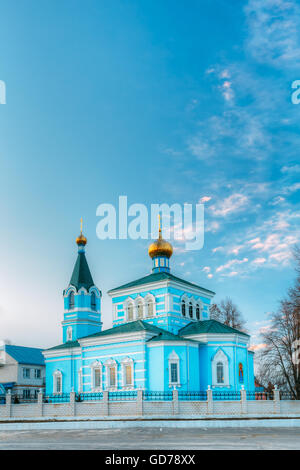 St. John Korma-Klosterkirche in Korma Dorf, Dobrush Bezirk, Belarus. Berühmte orthodoxe Kirche. Stockfoto