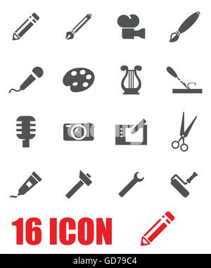 Vektor-graue Kunst-Tool-Icon-set Stock Vektor