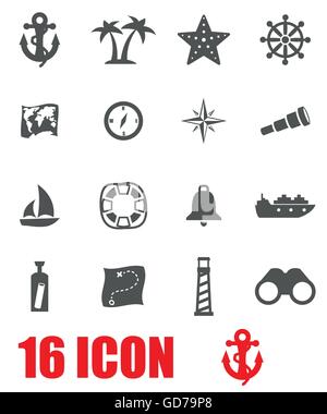 Vektor grauen nautischen Icon-set Stock Vektor