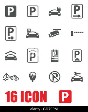 Vektor-grau Parkplatz Symbol festlegen Stock Vektor