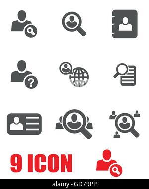 Vektor grauen Personensuche Icon-set Stock Vektor