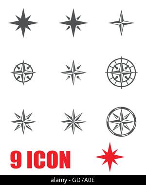 Vektor grau-Windrose-Icon-set Stock Vektor