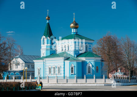 St. John Korma-Klosterkirche in Korma Dorf, Dobrush Bezirk, Belarus. Berühmte orthodoxe Kirche. Stockfoto