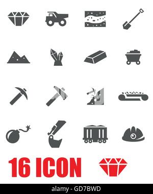 Vektor-graue Bergbau-Icon-set Stock Vektor