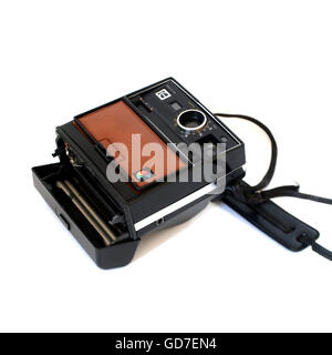 Foto einer Polaroid Marke Instant Vintage Foto-Kamera, isoliert auf weißem Hintergrund Stockfoto