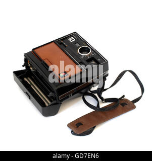 Foto einer Polaroid Marke Instant Vintage Foto-Kamera, isoliert auf weißem Hintergrund Stockfoto