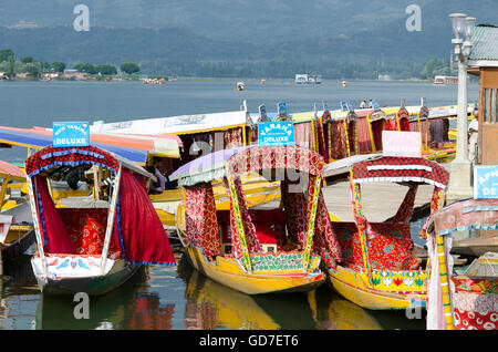 Shikara, Ruderboot am See Dal, Srinagar, Indien, Stockfoto