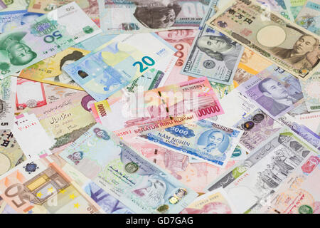 Internationale Banknoten Stockfoto