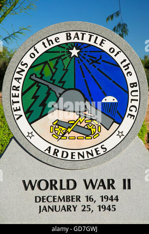 Schlacht der Ausbuchtung/Ardennen Veterans Memorial, Wesley Bolin Memorial Plaza, Phoenix, Arizona Stockfoto