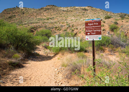 Badger Springs Trail Zeichen, Agua Fria National Monument, Arizona Stockfoto