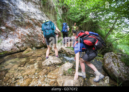 Wandern, in, Picos de Europa, Europa National Park, Spanien, Stockfoto