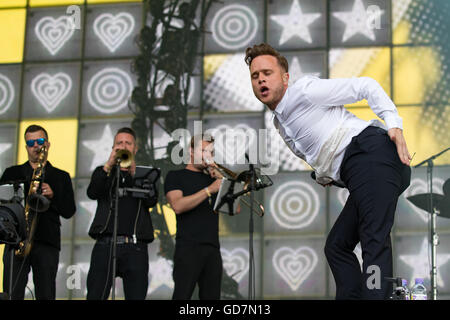 London, England. 9. Juli 2016, Olly Murs führt bei British Summer Time, © Jason Richardson / Alamy Live News Stockfoto