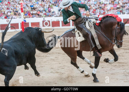 Linares, Spanien - 31. August 2011: Diego Ventura, Stierkämpfer zu Pferd Spanisch, Linares, Jaen, Spanien Stockfoto