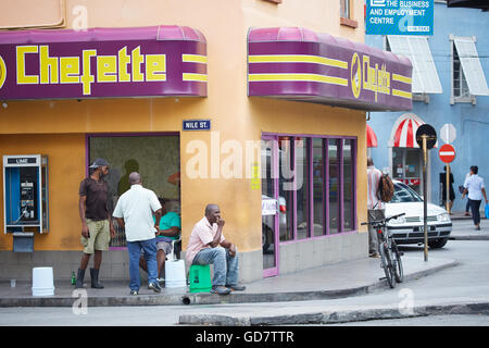 Barbados Pfarrkirche Sankt Michael lokalen untere Breite Straße Chefette wegnehmen Restaurant Junk-Food Snacks der Name Chefette wurde Bor Stockfoto