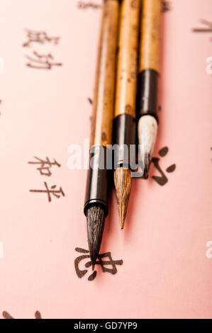 orientalische Bürsten für chinesische Kalligraphie Stockfoto
