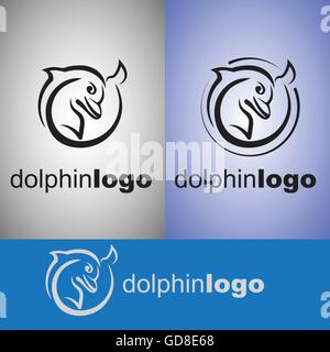 Delphin-Logo Konzepte auf einfache Weise entwickelt, so dass es Verwendung für mehrere schlägt wie Logo, Zeichen, Symbole oder Icons. Stock Vektor