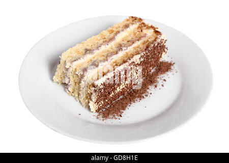 Torte mit Buttercreme und Marmelade. Isoliert mit Beschneidungspfad. Stockfoto