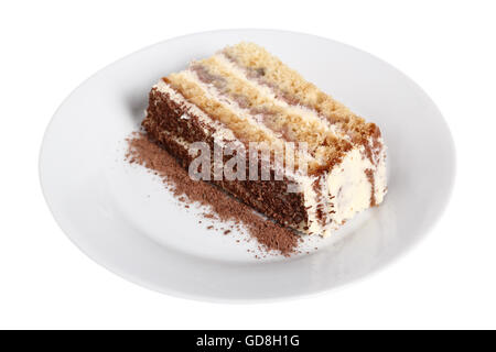 Torte mit Buttercreme und Marmelade. Isoliert mit Beschneidungspfad. Stockfoto