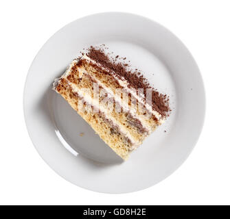 Torte mit Buttercreme und Marmelade. Isoliert mit Beschneidungspfad. Stockfoto