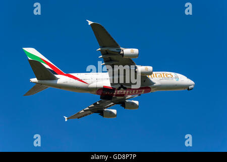 Airbus A380 Super Jumbo von Emirates airlines Stockfoto