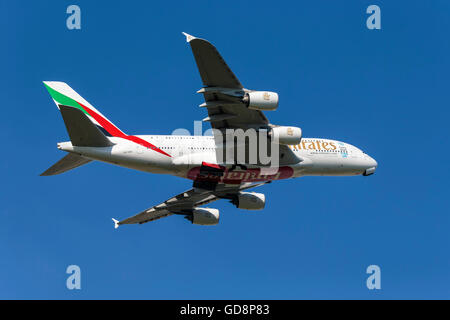 Airbus A380 Super Jumbo von Emirates airlines Stockfoto