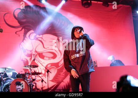 Collegno, Italien. 14. Juli 2016. Blumenfest, Collegno, Italien. 14. Juli 2016. die italienischen Rapper Salmo führt live Credit: Daniele Baldi/Alamy Live News Stockfoto