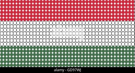 Abstrakt punktiert Flagge Ungarn hergestellt aus kleinen Punkten und Kreisen. Stock Vektor