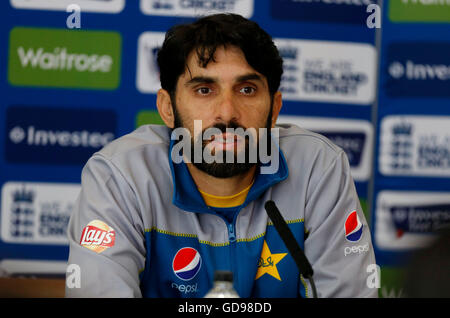 Pakistans Misbah Ul-Haq während einer Pressekonferenz im Herrn, London. Stockfoto