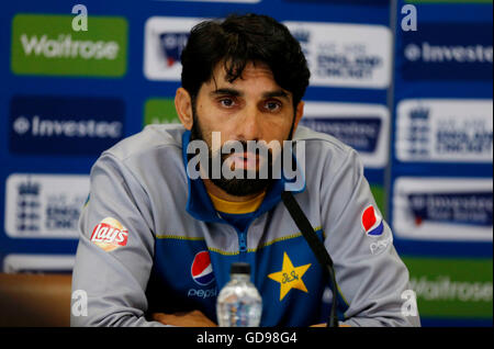 Pakistans Misbah Ul-Haq während einer Pressekonferenz im Herrn, London. Stockfoto