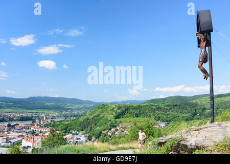 Krems an der Donau: Blick vom Kreuzberg Bezirk Stein, Donau, Österreich, Niederösterreich, Niederösterreich, Wachau Stockfoto