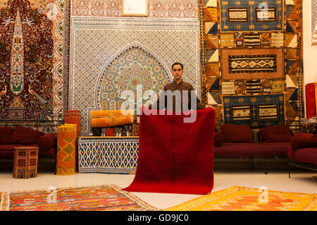 Palais Saadiens Teppich Shop, Souk, Medina, Marrakesch, Marokko, Afrika Stockfoto