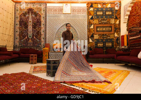 Palais Saadiens Teppich Shop, Souk, Medina, Marrakesch, Marokko, Afrika Stockfoto