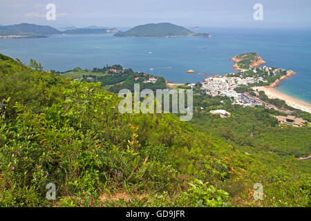 Shek O auf Hong Kong Island, gesehen von der Drache zurück Wanderweg Stockfoto