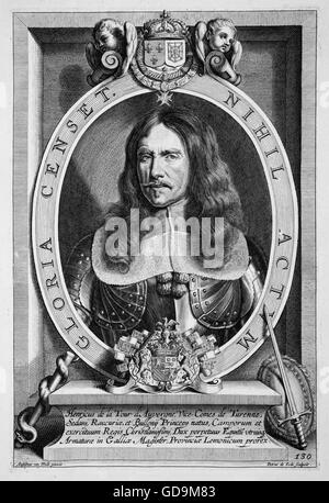 HENRI De La TOUR d ' Auvergne, Vicomte de Turenne (1611-1675) französischer Heerführer und Marschall von Frankreich. Gravur datiert 1717 Stockfoto