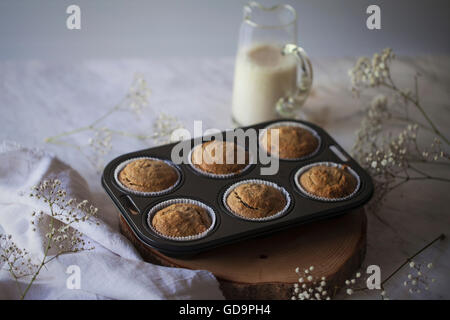 Schokoladen-Haferflocken-Bananen-muffins Stockfoto