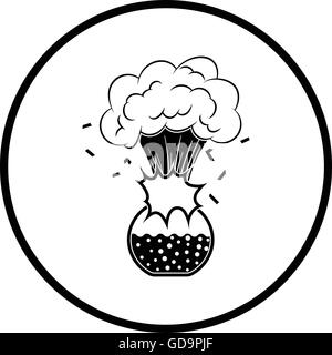 Symbol-Explosion von Chemie-Kolben. Dünnen Kreis Design. Vektor-Illustration. Stock Vektor