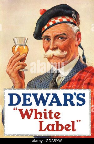 1937 britische Werbung für Dewar's White Label Scotch Whisky Stockfoto