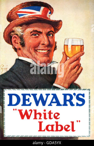 1937 britische Werbung für Dewar's White Label Scotch Whisky Stockfoto