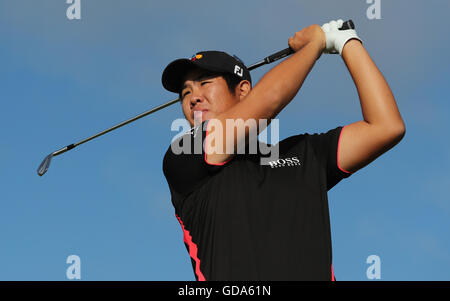 Koreas Byeong-Hun An Tees aus dem 3. während eines der The Open Championship 2016 im Royal Troon Golf Club, South Ayrshire. Stockfoto