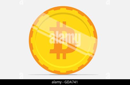 Bitcoin-Symbol auf der Münze im flat Design. Vektor-Illustration. Stock Vektor